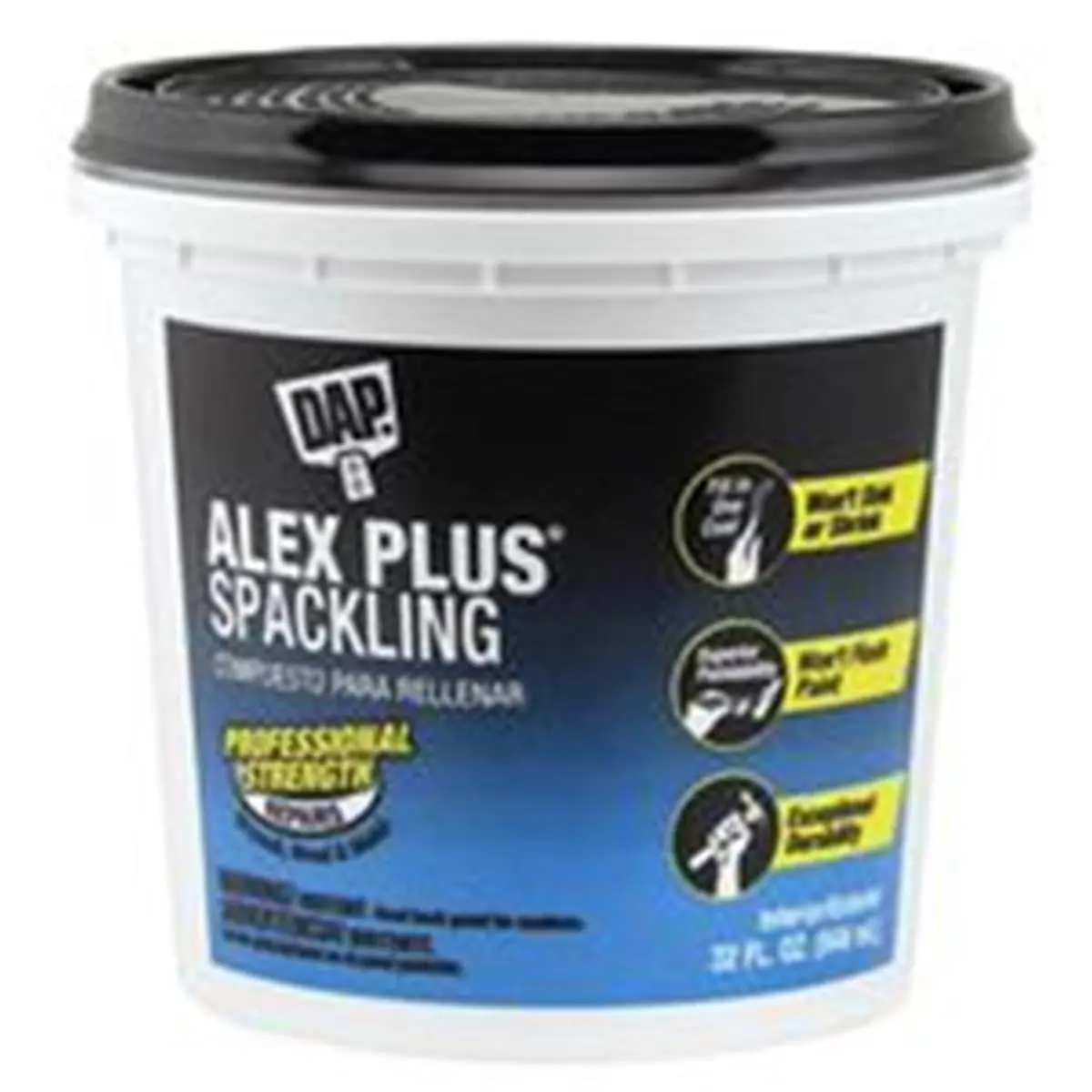 dap wall hole putty, Flexible Low-Odor Spackling, Paintable, Sandable, and Non-Shrinking for Reoccurring Cracks, 32Oz, Drywall Repair, 32 Oz