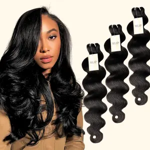 MLIP 15A Raw Indian Human Hair Bundles Luxury Body Wave Natural Black Brown Highlight Weave High-Quality 100% Virgin Hair for Stylish Look