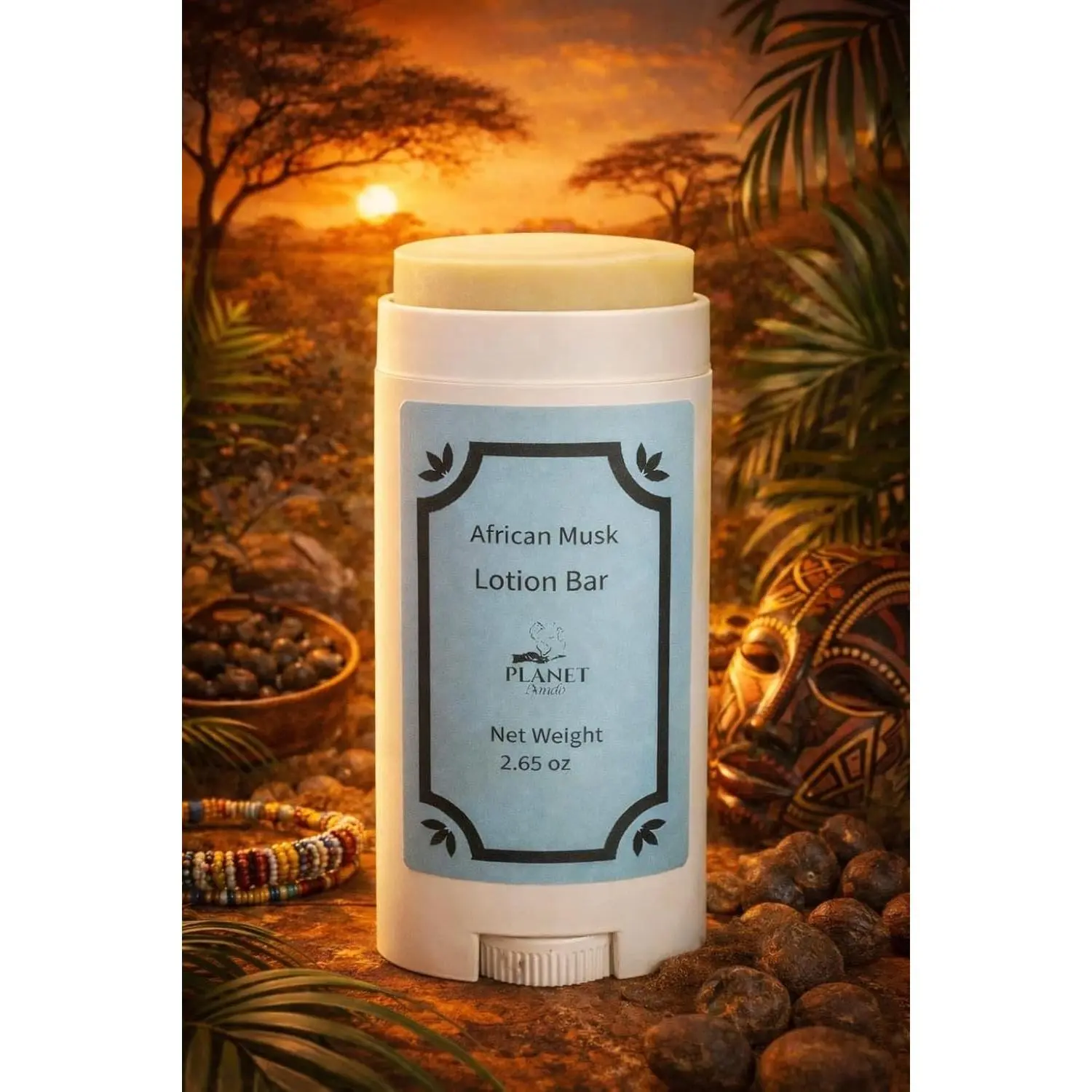 African Musk Lotion Stick, Organic Moisturizing Solid Lotion, 2.65oz (Pack of 1) (African Musk)