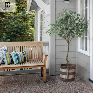CAPHAUS Artificial Eucalyptus Tree, Natural Large Faux Plants Indoor/Outdoor Patio, Home Décor, UV Resistant Artificial Outdoor Plants, Fake Greenery in Pot with Dried Moss, 4 / 5 / 6 Feet