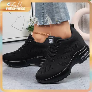 Sosenfer 2026 Women's Solid Color Chunky Sneakers, Breathable Knit Lace Up Outdoor Shoes, Comfortable Low Top Sport Shoes tenis para mujer chunky trainers,1029 -3
