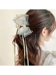 Bow hair clip for women, back of head, ultra-fairy with flowing ribbon, new Chinese style, Hanfu and cheongsam, ancient wind head accessory