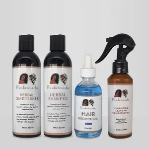 Mescheveuxchic Herbal Shampoo & Conditioner Set with Hair Growth Oil & Hydrating Leave-in Conditioner for Natural Hair Care 8 fl oz each