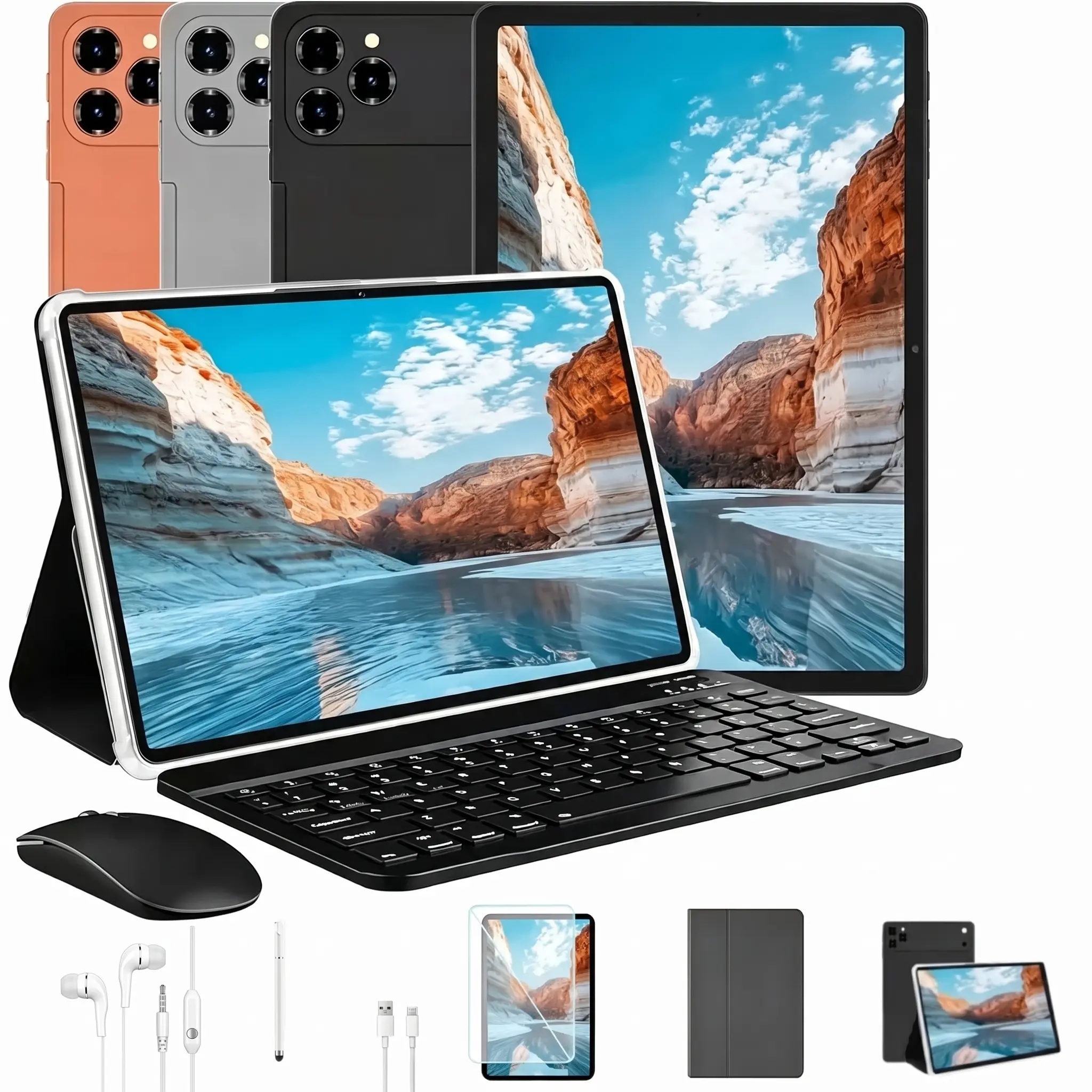 Android 15 tablet,10.1 inch，11.1 inch12GB+256GB IPS tablet,WIFI6,Bluetooth 5.0,10000mAh,7-in-1 tablet set,keyboard case stylus mouse earbuds charger,2026 new tablet,study gaming tablet,portable tablet,summer holiday gift,kids adults office tablet