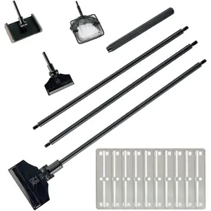 Stainless Steel Algae Scraper Aquarium Cleaning Tool for Glass Aquariums, Including Algae Scraper, Sponge Pad, Fish Net, Cleaning Brush, Adjustable Length, Durable, Does Not Hurt The Fish Tank