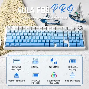 【cap_labs】Official Aula x Leobog F99PRO Mechanical Gaming Keyboard with Knob,Tri-Mode BT5.0/USB-C/2.4GHz Hot Swappable Custom Keyboard,Windows& Android&MAC