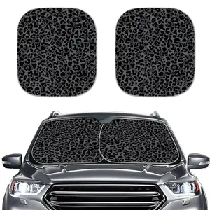 2 Pack Leopard Print Car Windshield Sun Shade - Blocks UV & Heat Keeps Your Car Cool in Summer | Foldable Sunshade for Front Window, Anti-Glare, Protects Interior from Sun Damage, Fits Most SUVs Sedans Trucks