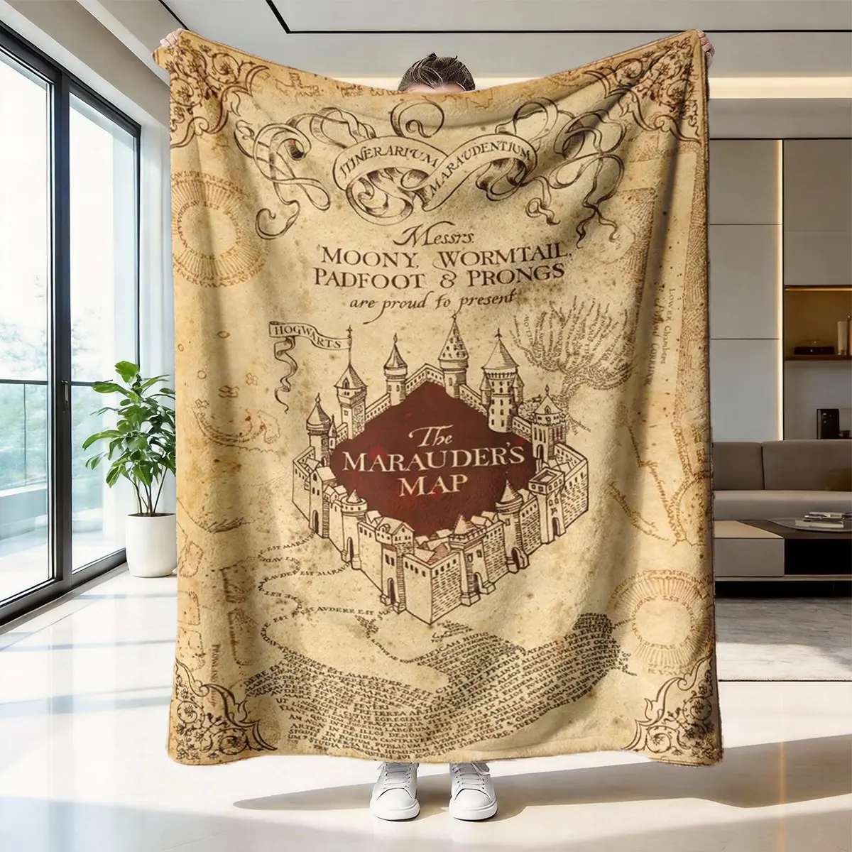 Harry Potter Themed Blanket, Soft Plush Material, Warm Throw Blanket, Cozy Blanket, Ideal Gift for Fans & Magic Enthusiasts, Perfect for Movie Nights & Bedroom Decor