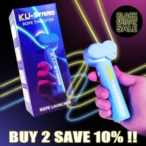 The Glow-In-The-Dark String Shooter Toy w/ Dual Built-in UV Blacklights - Fun Adult & Kids Rope Launcher Gift - Viral Fidget Toy Gadget - Music Festival Rave Dance Accessory