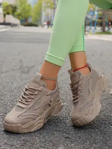 Summer Breathable Dad Shoes, Eva Lightweight Thick Sole, PU Upper, Casual All-Season Sneakers, Slimming Effect, Versatile Daily Wear