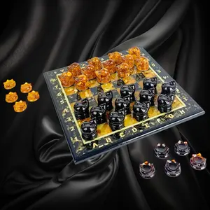 Made in USA | Amber Checkers Cats and Mice – Handmade Baltic Amber Board Game by KIZIMA