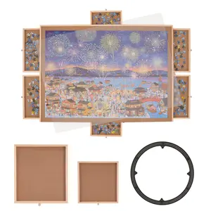 Father's Day Gift VEVOR 2000 Piece Puzzle Board with 6 Drawers and Cover, 40.2"x29.4" Rotating Wooden Jigsaw Puzzle Plateau, Portable Puzzle Accessories for Adult, Puzzle Organizer & Puzzle Storage System, Gift for Mom