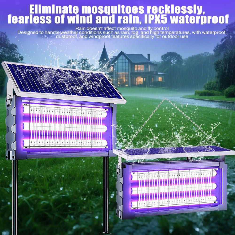 Solar Mosquito Killer Lamp Outdoor – 20W High-Power Waterproof Insect Zapper with 3 Tubes, Dual Charging, 6000mAh Battery for Garden, Yard, Farm, Patio