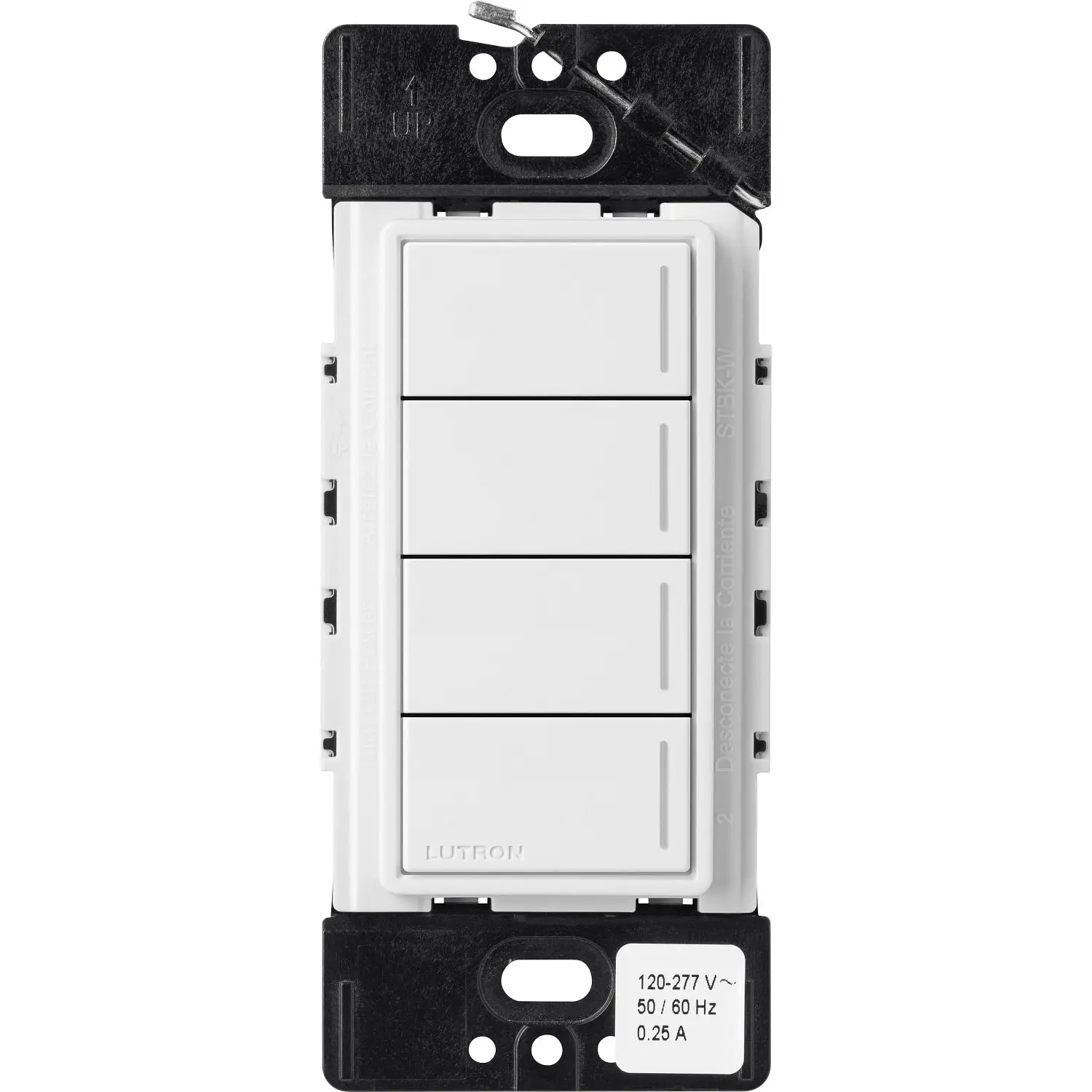Lutron RadioRA 3 Sunnata RF Hybrid 4-Button Keypad, 120-277V, White, RRST-HN4B-WH