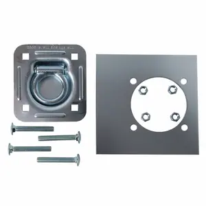 Recessed D-Ring With Backing Plate and Hardware, Square Galvanized - 2,000 lbs.