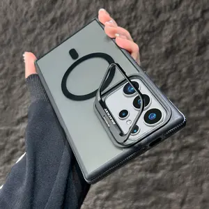 Compatible with Samsung S26 Ultra Magnetic Semi-Transparent Phone Case, S25 Lens Holder, Drop Protection Case, S24, Shockproof