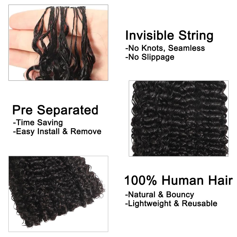 Asakiss Human Hair Feather Crochet Extensions - Burmese Curly, Knotless Water Wave, Pre-Separated for Boho Braids & Hair Braids, 4-5 Packs (48-52g/Pack) for Full Head, Glueless Lightweight Time-Saving Protective Styles with Curled Waves