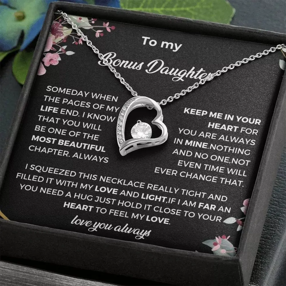 To My Bonus Daughter Necklace, Step Daughter Gift From Stepdad, Stepmom step dad, Stepdaughter Gift, Bonus Daughter, Bonus Daughter Necklace White Gold Chain