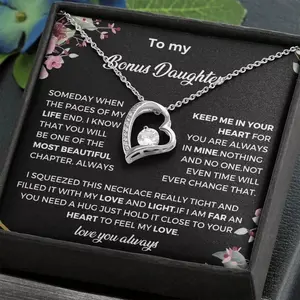 To My Bonus Daughter Necklace, Step Daughter Gift From Stepdad, Stepmom step dad, Stepdaughter Gift, Bonus Daughter, Bonus Daughter Necklace White Gold Chain