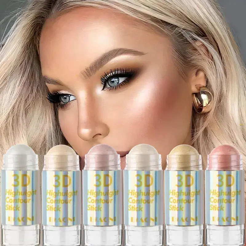 3D Face Brighten Highlighter Bar Cosmetic Face Contour Bronzer Shimmer Highlighter Stick Concealer Cream Makeup