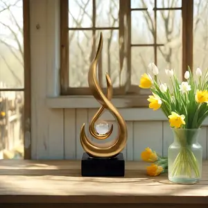 Light luxury high-end flame pearl play ornament with 1.18-inch crystal ball - indoor/outdoor home decoration, no power required, suitable for new home gifts, art deco style, table display, Sculpture Desk Decor, abstract art works, Home Decor Statue