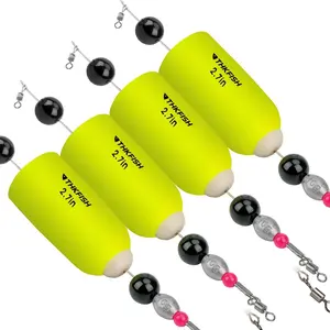 Fishing Floats Bobbers Fishing Popping Cork Trout Float Rig Weighted Popping Floats Cork Trout Floats for Saltwater Fishing 4PCS