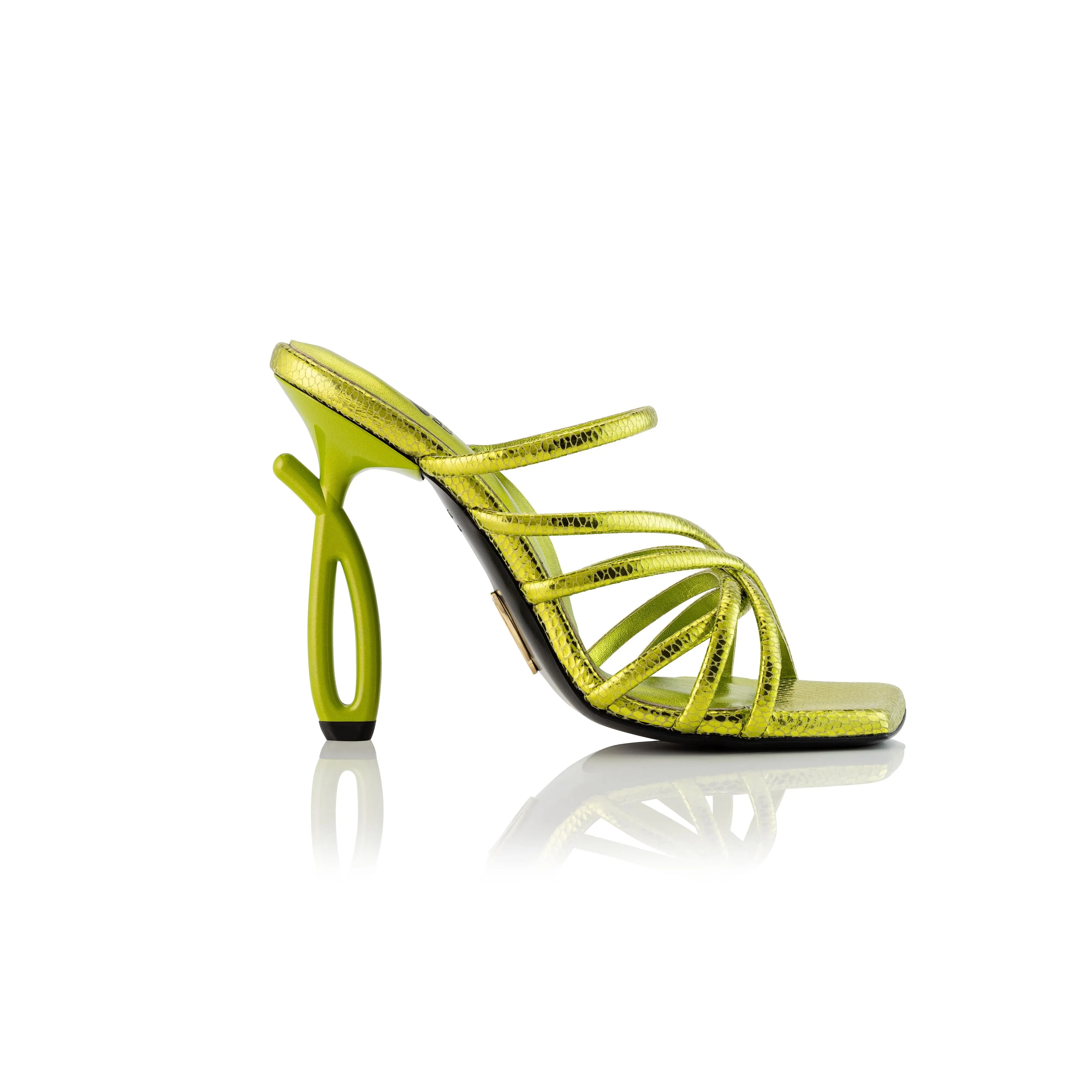 Daniela Uribe Entwine Sandal (Metallic Green) high heel sandal leather made in italy designer shoes