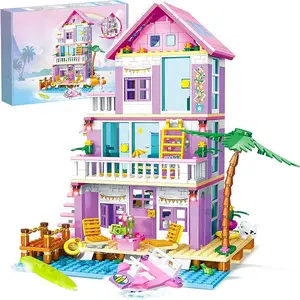 Beach House Building Sets, Seaside Villa House Building Toys Compatible with Lego Friends Sets for Girls Age 8-12, Creative Holiday Cottage Building Kit, Gift for Christmas, Valentine's Day, Party Toyset