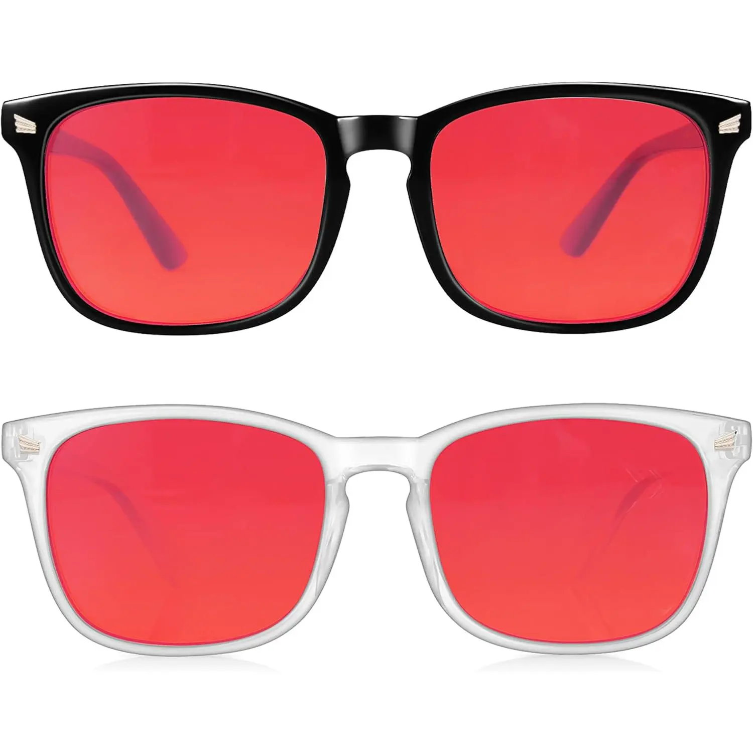2 Packs Professional Sleep Glasses with 99.9% Blue Light Blocking Dual AR Coatings Red Lens, Computer Gaming Glasses for Men Women, Anti  & Eye