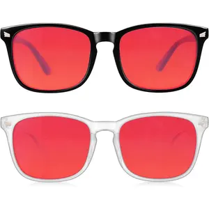 2 Packs Professional Sleep Glasses with 99.9% Blue Light Blocking Dual AR Coatings Red Lens, Computer Gaming Glasses for Men Women, Anti  & Eye