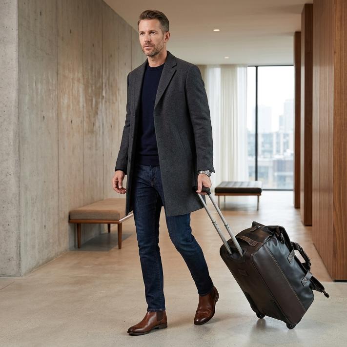 Faux Leather Rolling Duffel Bag Wheeled Weekender Travel Luggage with Telescopic Handle