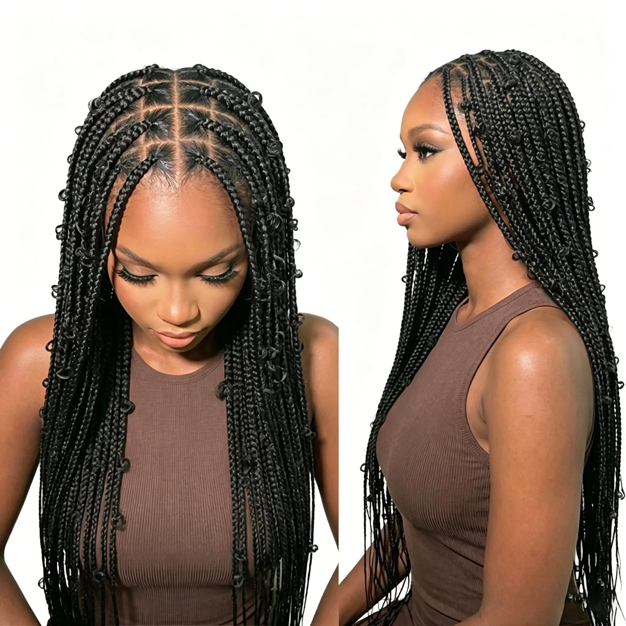 Bohemian Knotless Box Braided Wig Synthetic Full Lace Cornrow Braids Wigs Butterfly Braided Wigs For Black Women With Baby Hair