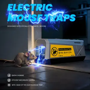 Indoor Electric Rat Trap, Reusable No-Touch Electronic Mouse Zapper with Powerful Voltage, Effectively Kills Mice in Living Room, Kitchen, Garage – Replacement Base Included