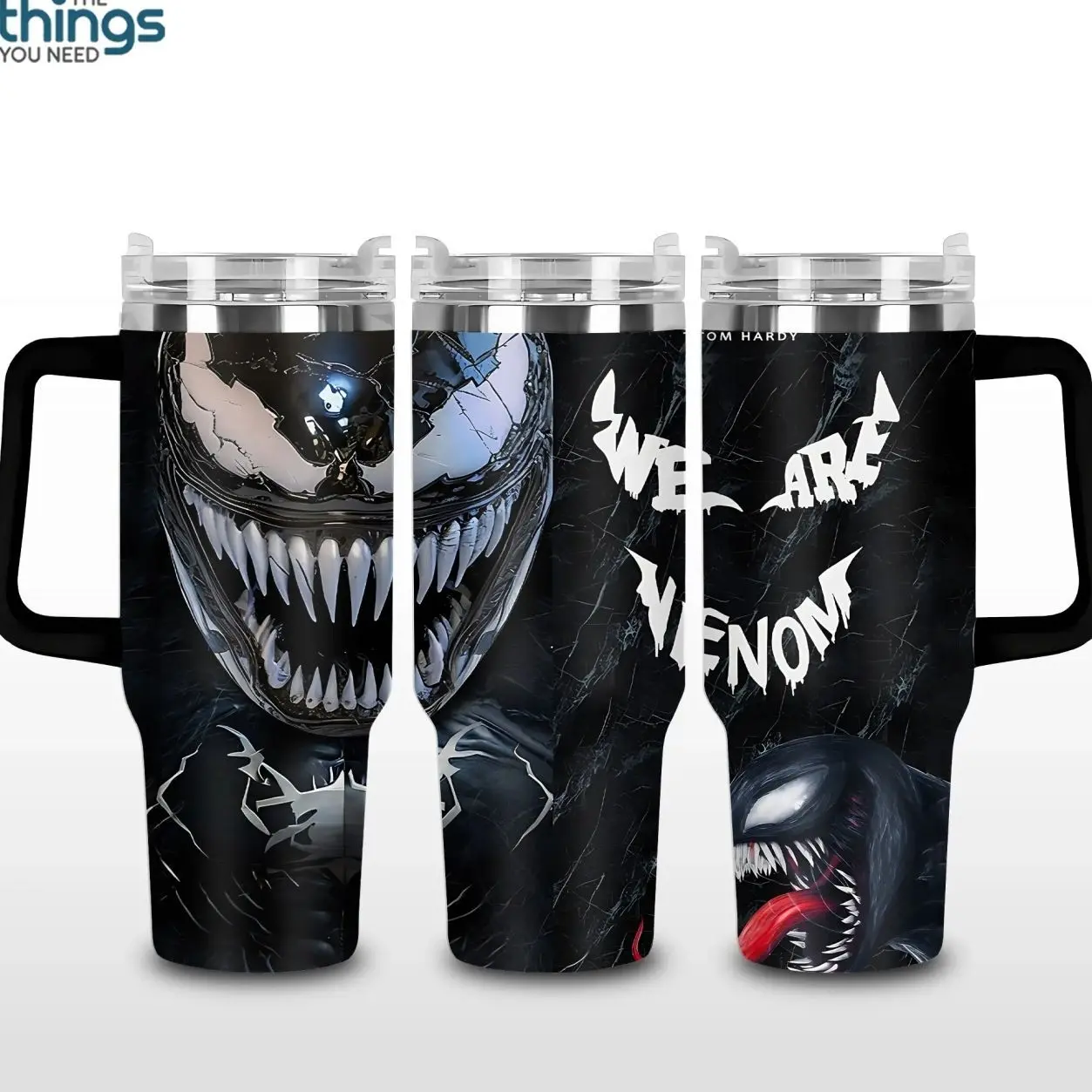 Venom V2 Dark Symbiote 20oz - 40oz With Handle Tumbler, Alien Monster Stainless Steel Tumbler, Iconic Comic Villain Drinkware, Retro Black Web Design, Venom Fan Gift, Perfect Gift For Superhero Movie Lovers