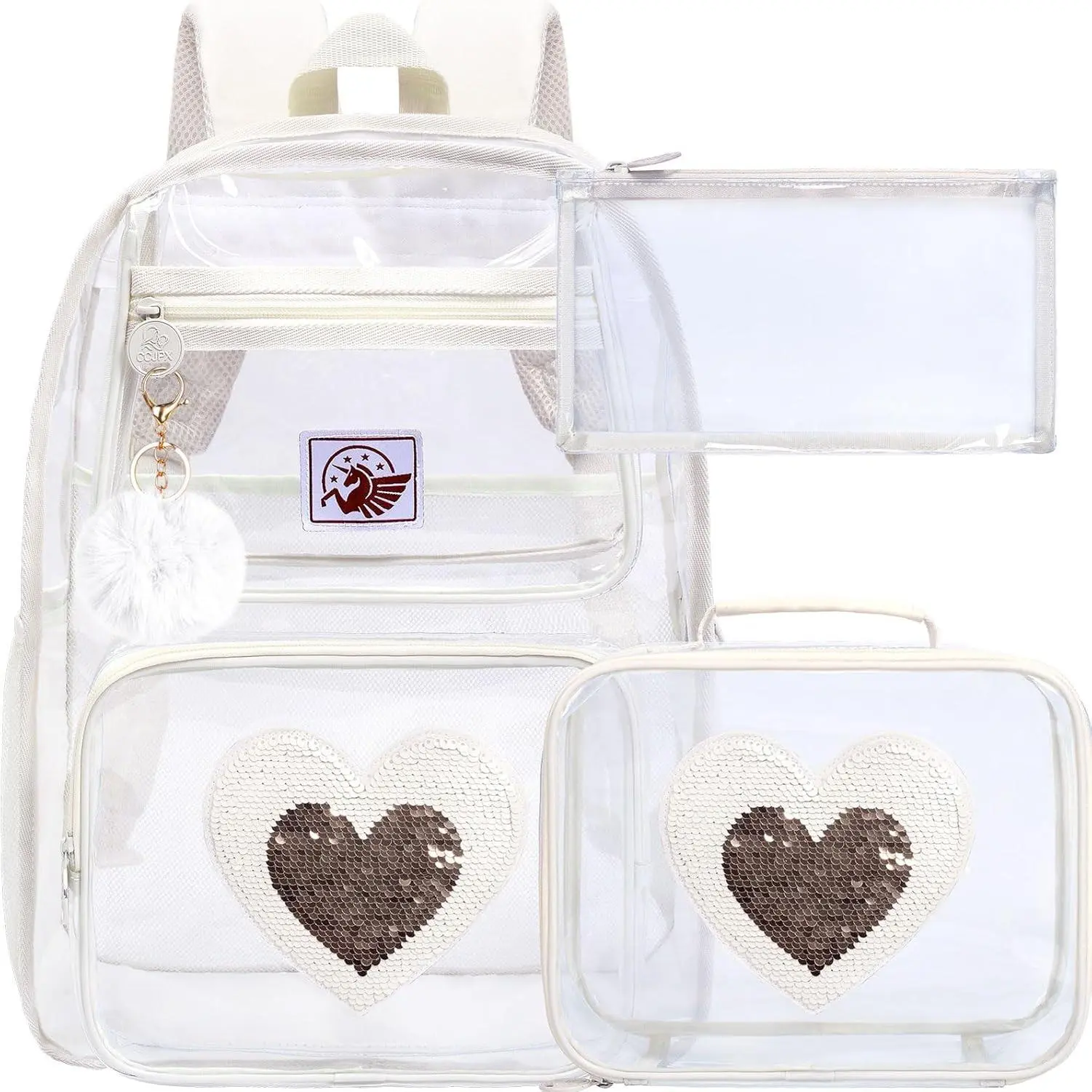 White Love Clear Backpack Set