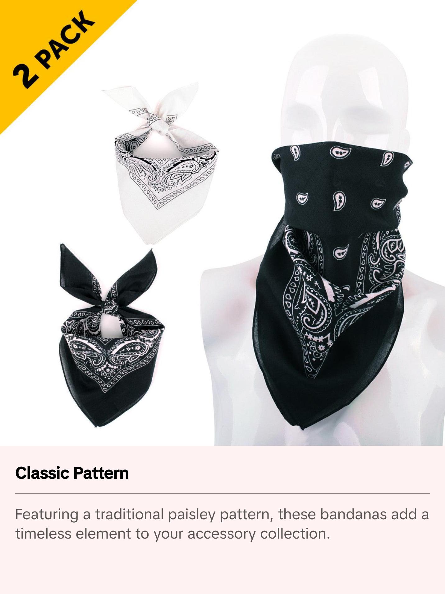 Cotton Bandana Black & White Duo Pack