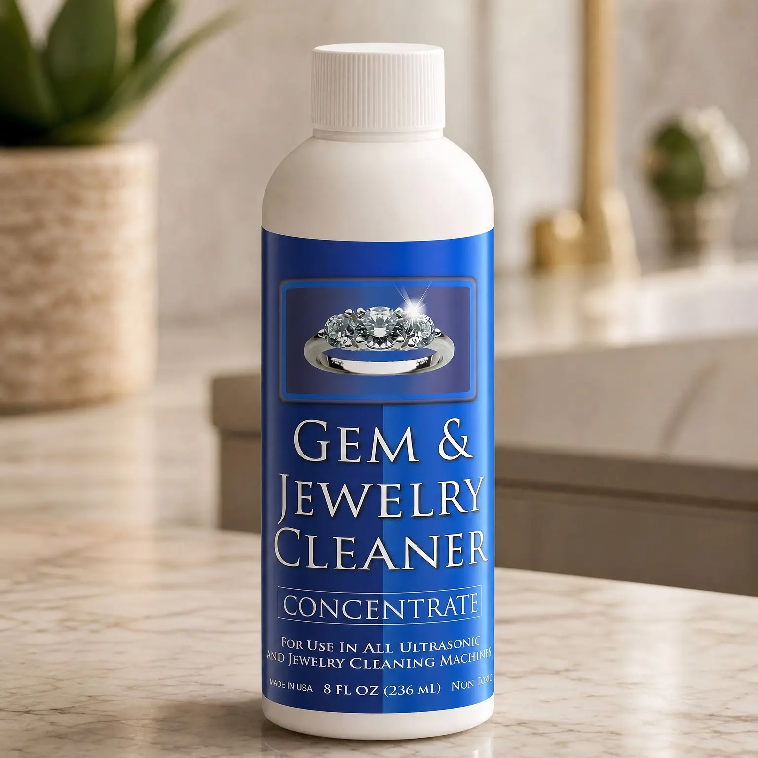 Gem & Jewelry Cleaner Concentrate Refill for Ultrasonic Machines 8 oz | Liquid Cleaner for Gold, Silver & Platinum Non-Porous JewelryGift