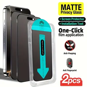 2Pack Matte Privacy Screen Protector with One-Click Dust-Free, Compatible with iPhone 17/17 Air/17 Pro/17 Pro Max/16/16E/15 Plus/14/13/12/11/XR, Anti-Fingerprint,Anti-Peeping,Auto Dust Removal,No Bubbles,Anti-Spy Tempered Glass Film,Easy Installation