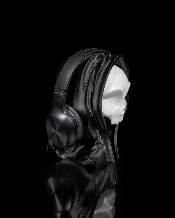 Grinning Reaper Headphone Holder Unique Skull Design Audio Accessory No Warranty Quirky Personality Enhancer