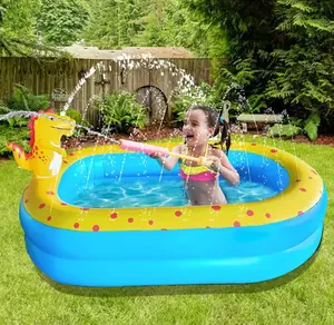 Inflatable Swimming Pool for Kids with Sprinkler, 67x41x32in Family Size Backyard Summer Water Play