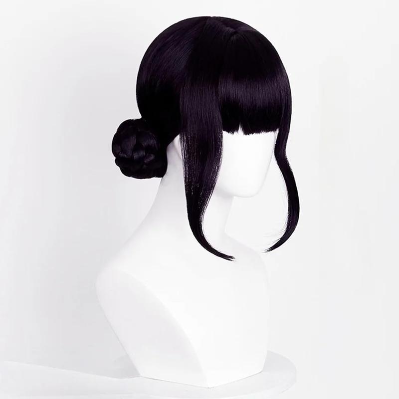Zoey Cosplay Wig Black Buns Hair Heat-resistant Fiber Hair + Wig Cap for Women costume