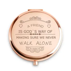 Portable Mirror Gift for Women,Friendship Gifts for Women Girls, Bridal Shower Gift Personalized Compact Mirror, Bridesmaid Gifts, Birth Flower Makeup Mirror,Pocket Mirror For Her,Bridesmaid Thank You Gift