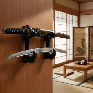 Wall Sword Shelf Support Wooden Japanese Katana Samurai Sabre Decor Shotgun Sniper Rifle Storage Rack Display Holder Organizer Wall Mounted Sword Holder