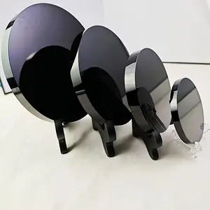 1pc Black Obsidian Crystal Mirror with Stand - 40x60mm, Divination & Jewelry Making, Ideal for Halloween & Christmas Decor, Perfect Gift, Crystal Decor Plastic