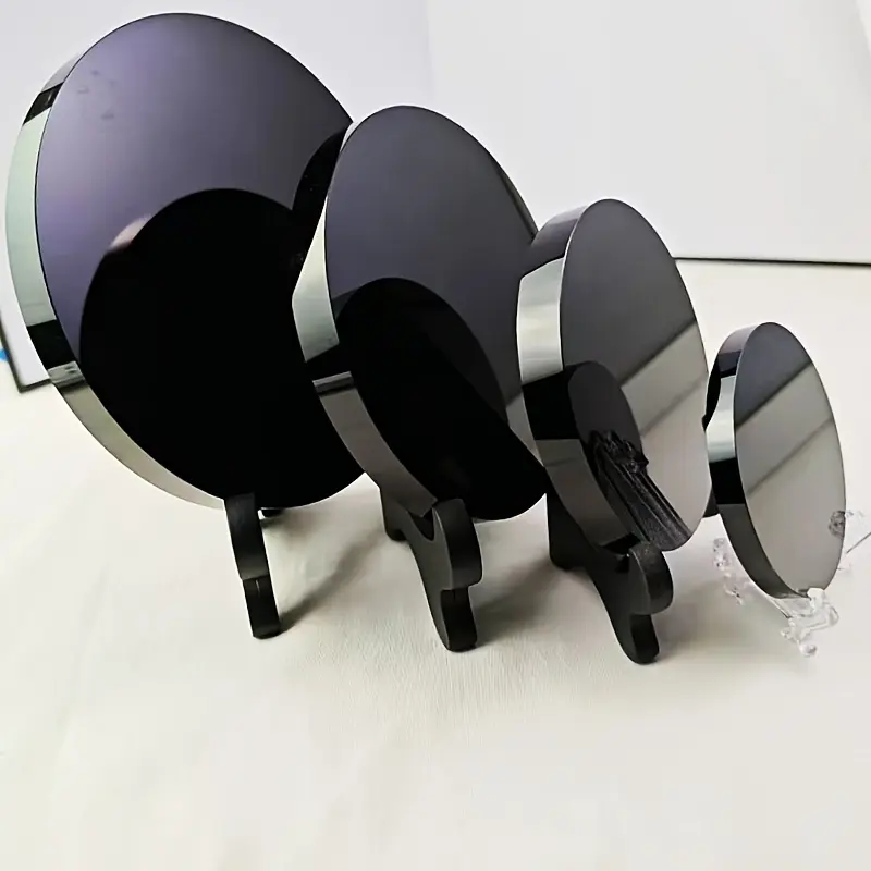 1pc Black Obsidian Crystal Mirror with Plastic Frame and Stand - 40x60mm, Divination, Jewelry Making, Ideal Home Decor Accent Gift Frame