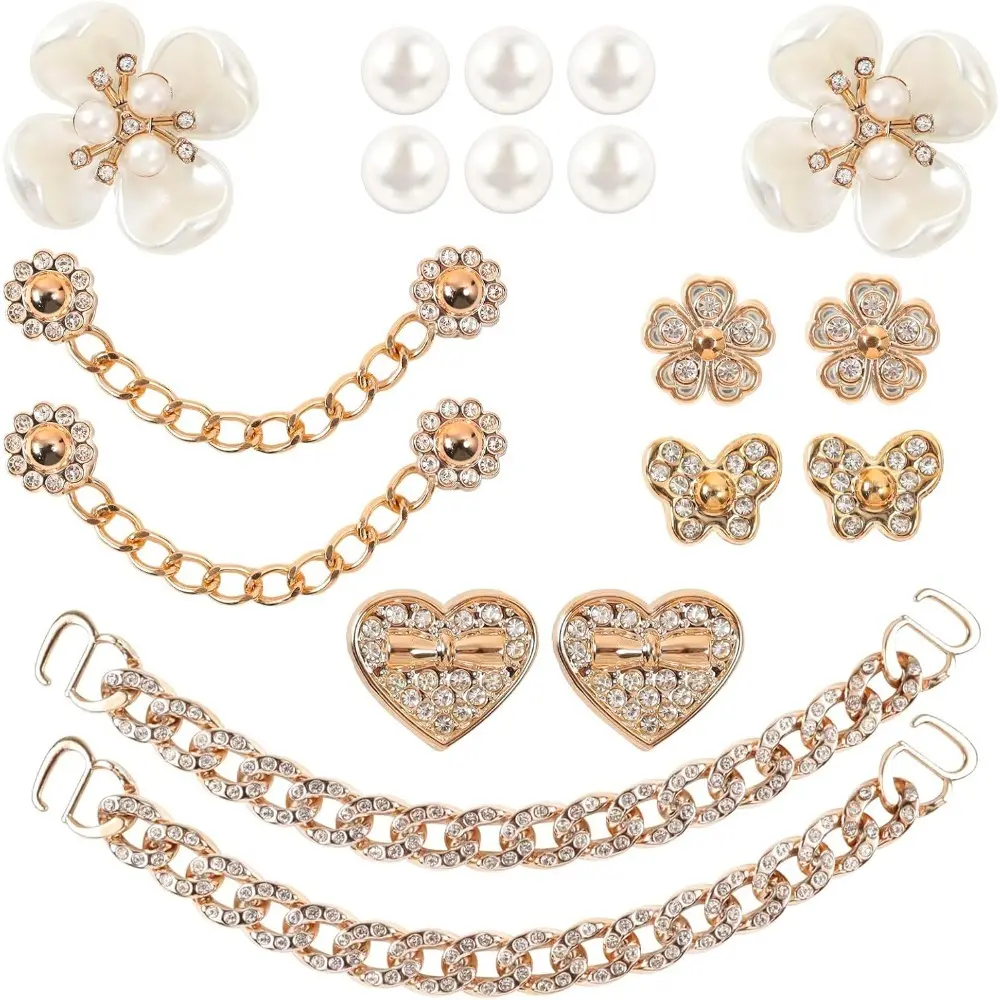 18 Pcs Bling Shoe Charms Bling Chain Shoes Charms Accessories for Women Pearl Flower Clog Shoes Decoration Crystal Rhinestone Shoe Charm Cute Decor for Party Birthday for Her