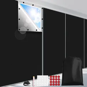 Blackout Curtains for Bedroom, Portable 100% Black Out Window Cover Film, Cuttable Blackout Shades Fabric Sheet, No Drill Window Blinds, Sun Heat Light Blocker for Travel Media Dorm, 57'' W