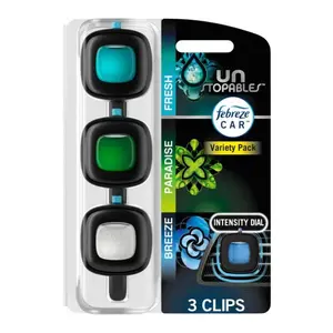 Febreze Car Vent Clip, 3-Count Variety Pack, Fresh, Paradise & Breeze Scents