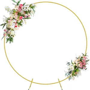 Round Backdrop Stand 7.2FT Circle Balloon Arch Frame Circle Backdrop Stand Gold Round Arch for Wedding Birthday Bridal Shower Anniversary Event Decoration