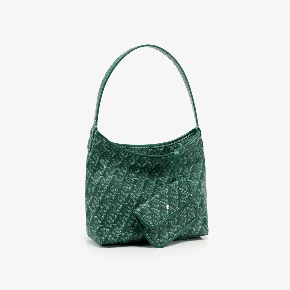 Hobo Shoulder Bags for Women Geometric Monogram Canvas Underarm Bag Trendy Green Crescent Tote Purse with Coin Pouch Lightweight Everyday Travel Handbag